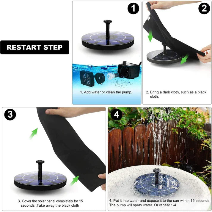 Premium Solar Fountain - 1 Year Warranty