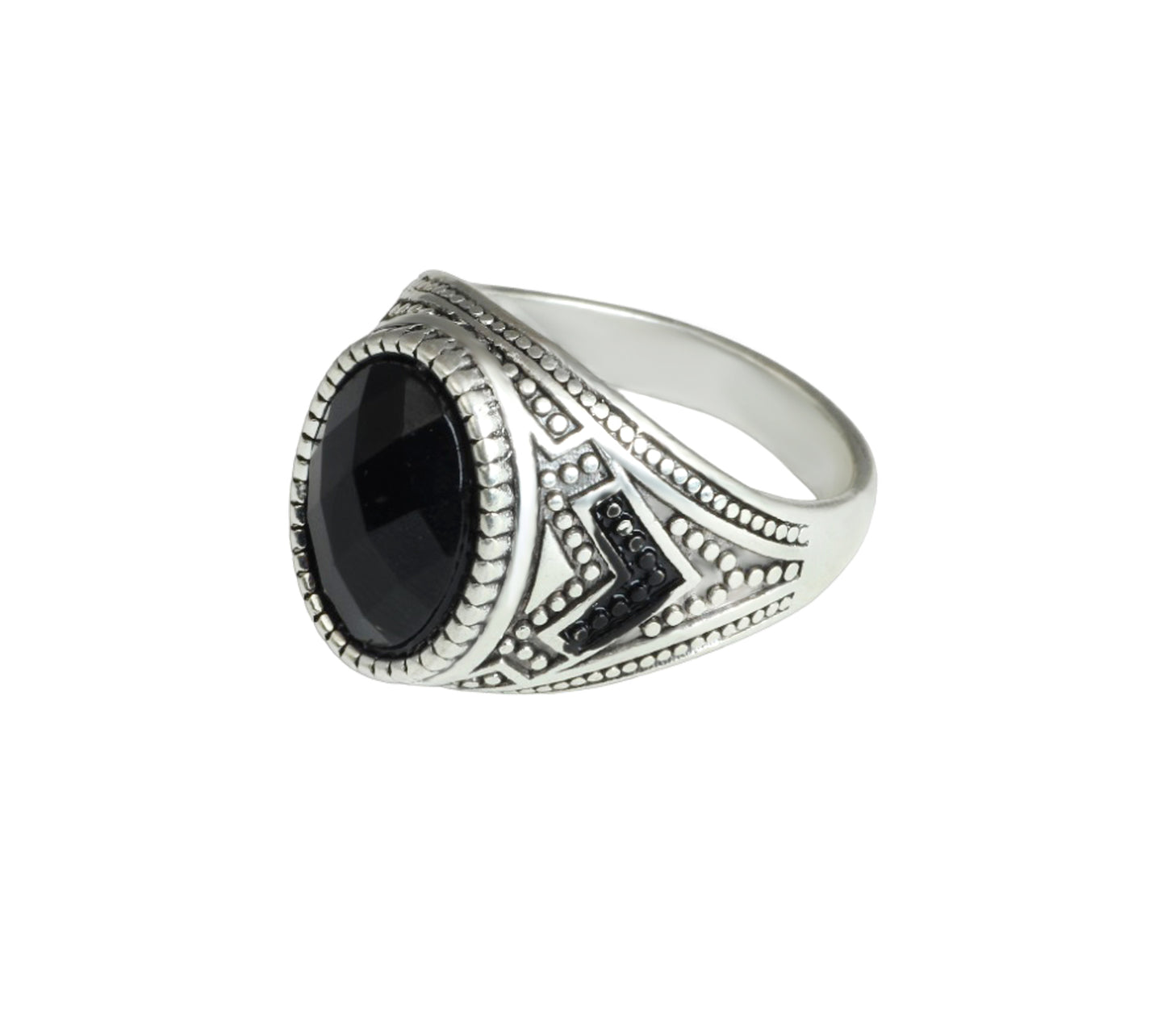 Oxidised Black & Silver Metal Brass Designer Ring for Men & Boys