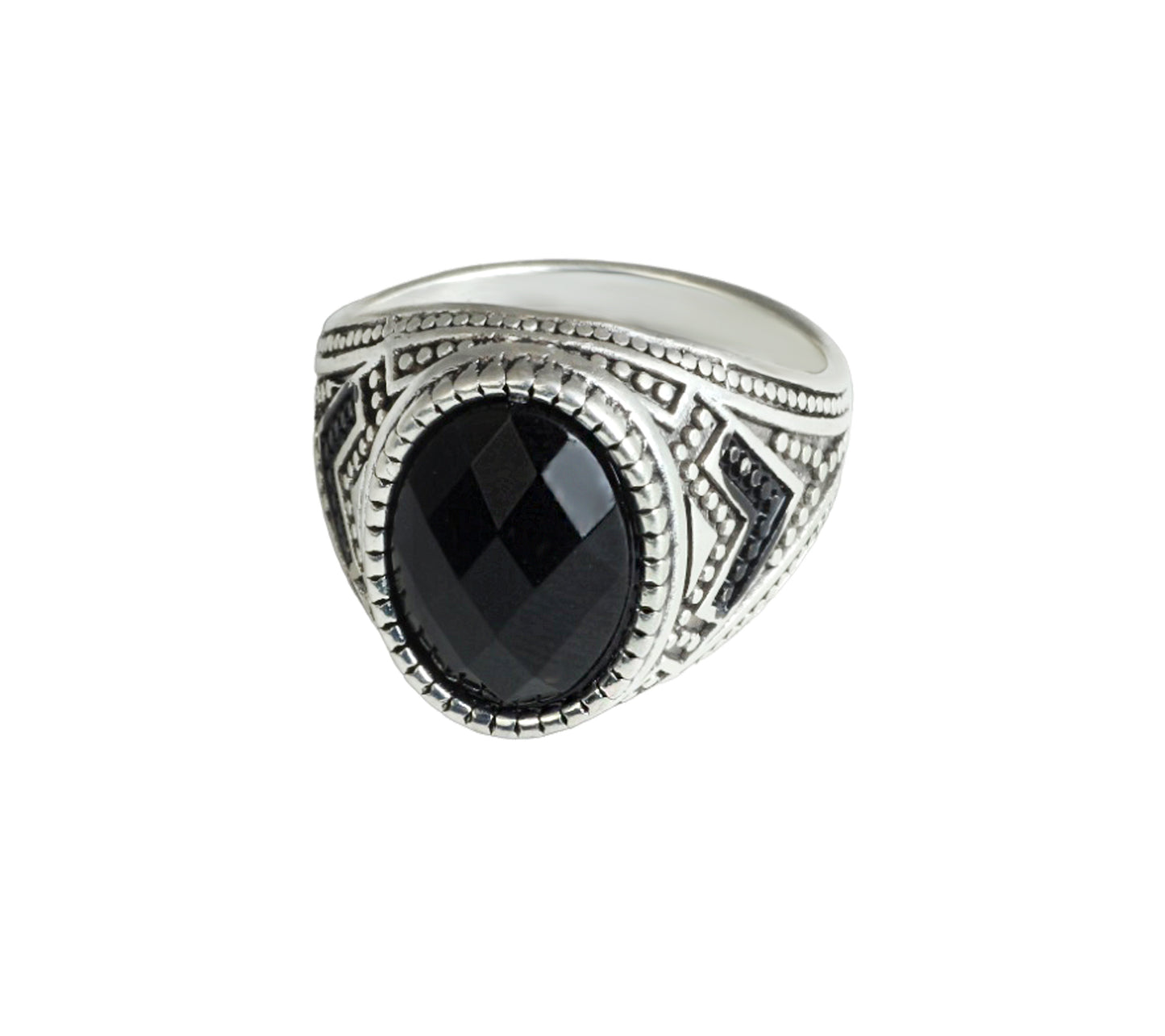 Oxidised Black & Silver Metal Brass Designer Ring for Men & Boys