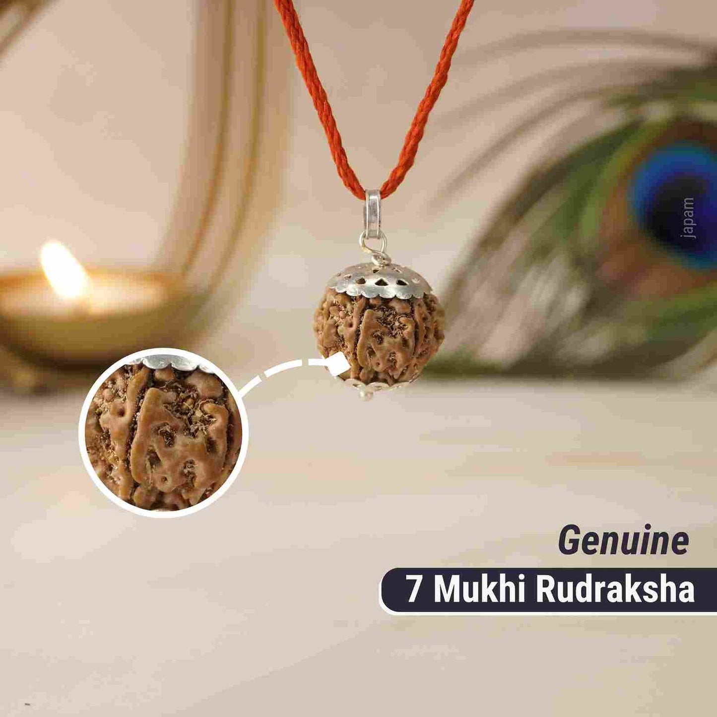Siddh 7 Mukhi Rudraksha (Nepali Beads) with Silver Capped Pendant