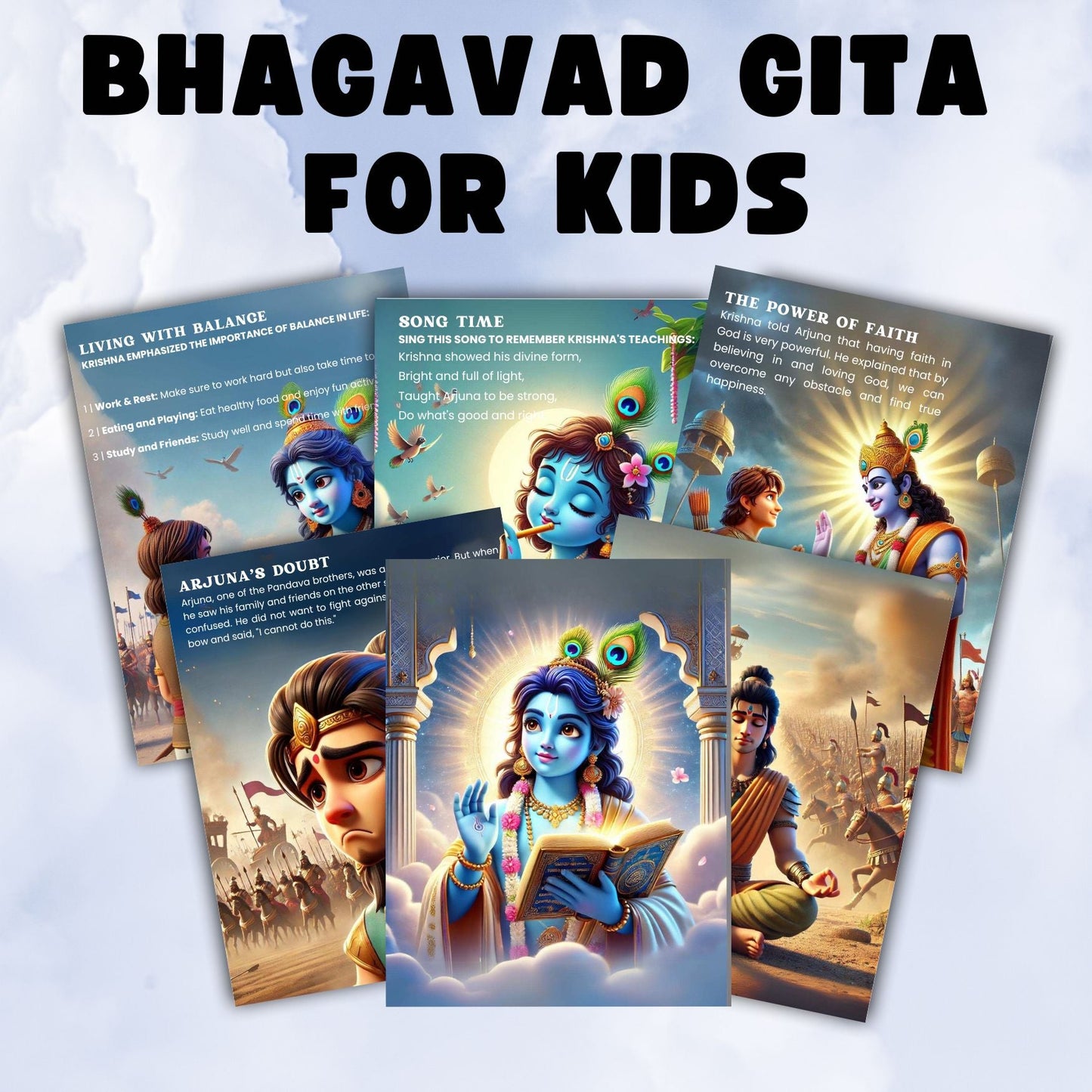 Bhagavad Gita for Kids + FREE COLORING BOOK + FREE WALL ART