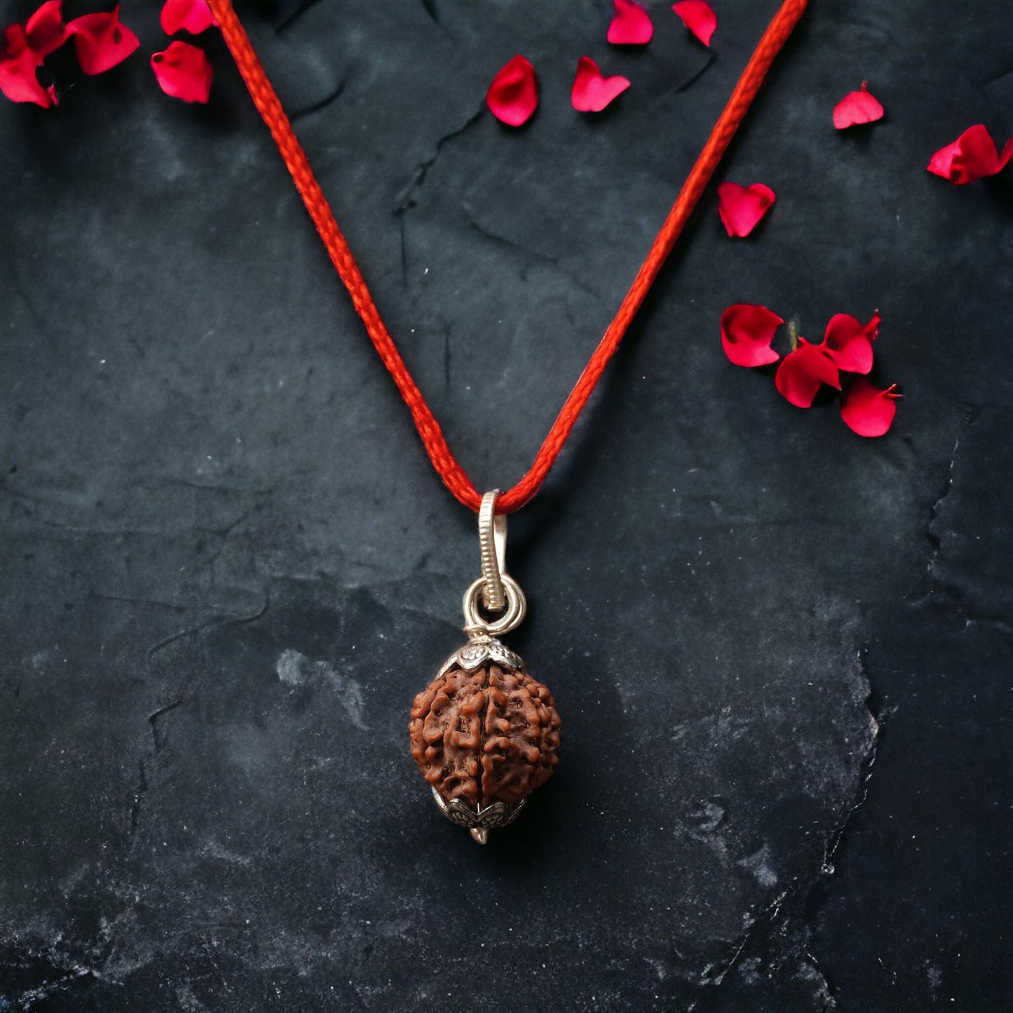 Siddh 7 Mukhi Rudraksha (Nepali Beads) with Silver Capped Pendant