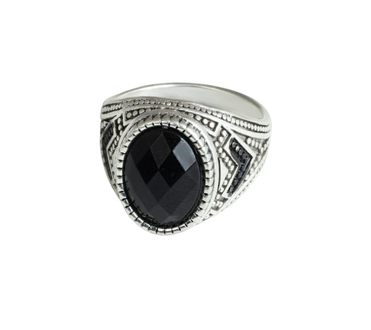 Oxidised Black & Silver Metal Brass Designer Ring for Men & Boys