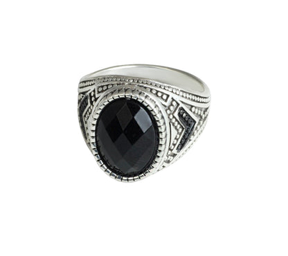 Oxidised Black & Silver Metal Brass Designer Ring for Men & Boys